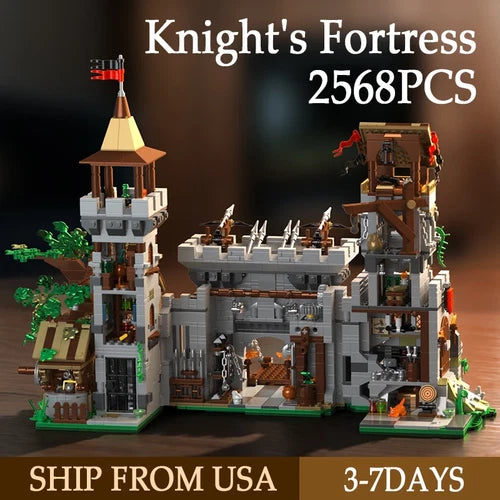 2568PCS Medieval Knight'S Fortress Building Blocks Street View MOC Bricks Model