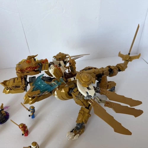 MEOW Ninjago: Lloyd's Golden Ultra Dragon (71774) Complete Missing 2 Minifigs