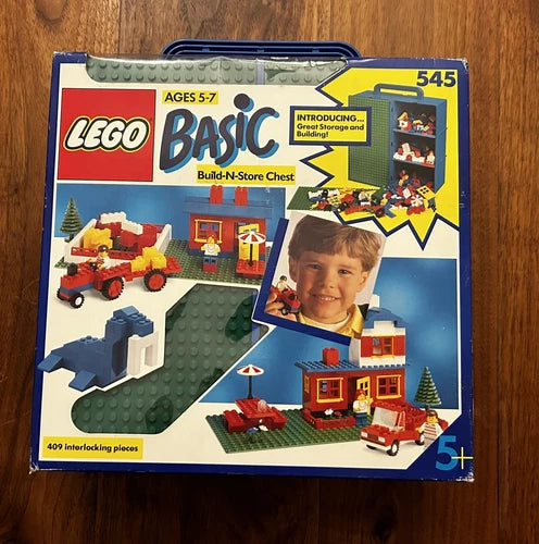 Lego Set 545 Basic Build-N-Store Chest Retired Box Appears Complete W/ Extras