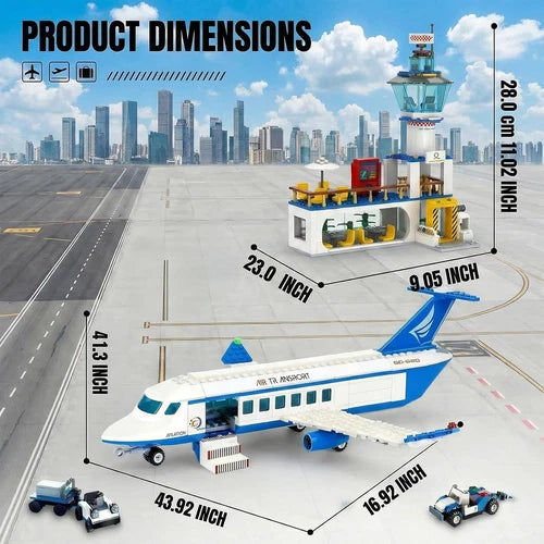 City Passenger Airplane Building Blocks Set with Plane,Airport, Terminal