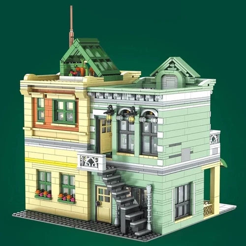 Modular French Restaurant Street View Architecture Building Blocks Toy 3096pcs