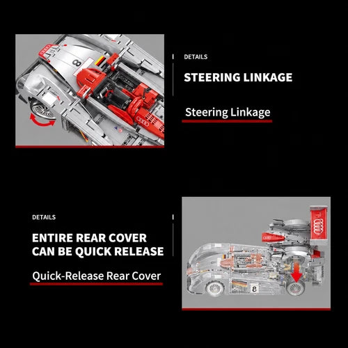 AUDI R8 LM-P 1:10 Technic Building Blocks Set - 2426 Pieces