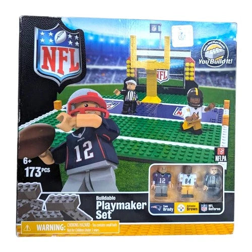 NFL Playmaker Set Tom Brady Antonio Brown Toy 173 Pc Buildable Football NWT New