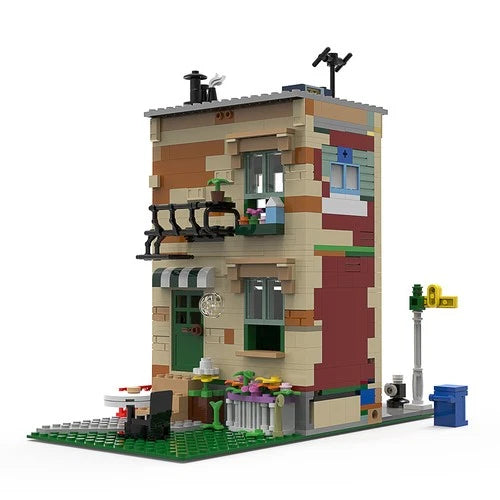 Modular Building Street with Interiors MOC 944 Pieces Building Blocks Set