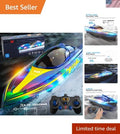 2 Rechargeable Batteries & Smart Remote RC Boat with LED – Racing Fun Awaits