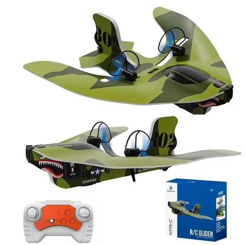 2.4G RC Airplane Flying Glider EPP Foam Plane Toy w/ LED Lights Dual Motor Gyro