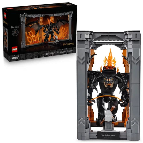 LEGO Icons The Lord of the Rings: Balrog Book Nook Bookshelf Decor Kit for Adult