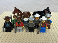Vintage LEGO Western Cowboy Minifigures Lot Sheriff Bandit + Weapons & Horses