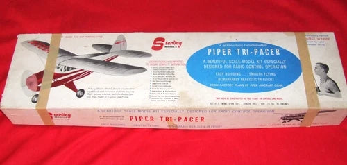 NEW VINTAGE 58 3/8" STERLING PIPER TRI-PACER R/C BALSA RC MODEL AIRPLANE KIT