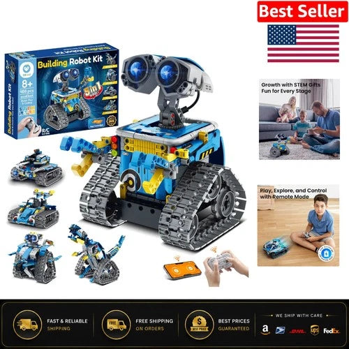 Interactive STEM Robot Kit with Remote Control - 488-Piece Educational Toy
