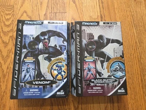 Brand New Mega Magnetix Black-Suited Spider-Man And Venom Spider-Man 3 Figures