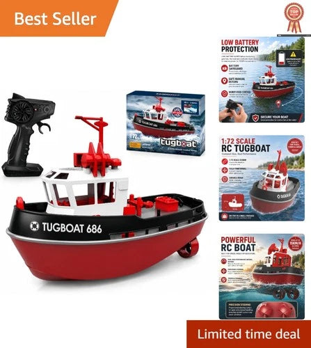 High-Speed 1/72 RC Tugboat for Both Pools and Lakes, Perfect for Teens & Adults