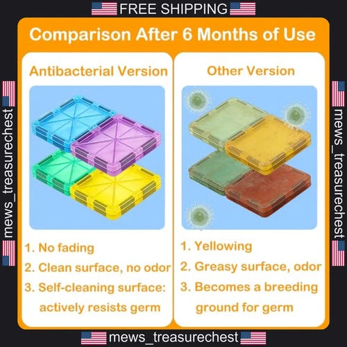 Magnetic Building Blocks Set 106PCS Antibacterial Silver Ion Protection