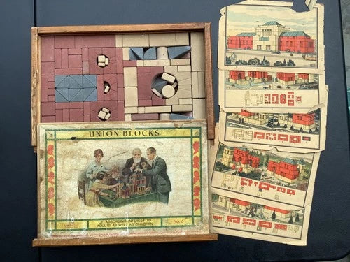 Antique Union Blocks Stone Building Blocks No. 6 - with Design Papers