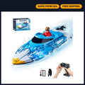 12" Remote Control Boat for Lakes & Pools - Fast Electric RC Water Toy, Blue