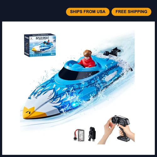 12" Remote Control Boat for Lakes & Pools - Fast Electric RC Water Toy, Blue