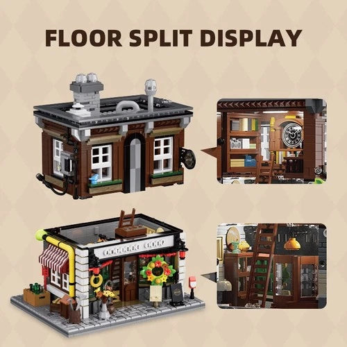 1950Pcs Antique Shop Building Blocks Set City Street Store Model with LED Light