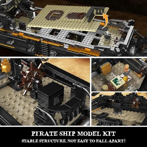 Large Pirate Ship Model Building Blocks Kit - 3180+ Pieces, Black Pearl Sailboat