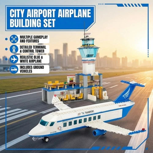City Airport Building Blocks Set 652 PCS Plane Terminal Tower Model Kit