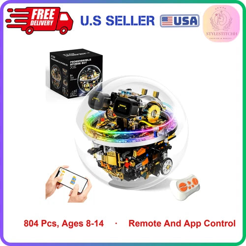STEM Robot Building Kit For Kid Ages 8-14, 804PCS Remote & APP Control Spherical