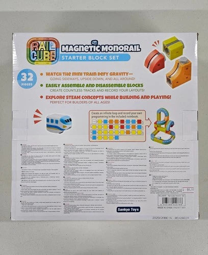 NEW & SEALED Rail Cube Magnetic Monorail Starter Block Set 32 pcs - Sankyo Toys