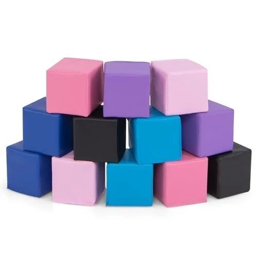 Foam Building Blocks 12 Piece 5.5 Inch Soft Play Cubes for Toddlers Stacking