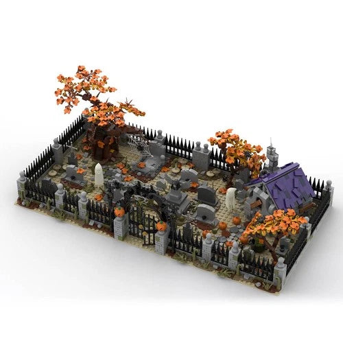 MOC-118821 Modular Haunted Cemetery for Halloween Building Blocks Set (1975PCS)