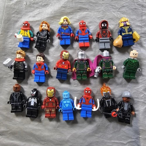 Lego Marvel Minifigure Lot Of 19 Ironman Ghost Rider Spider-Man Venom Thanos + !