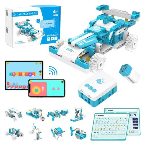 WhalesBot D1 21-in-1 STEM Coding Robot Kit for Kids Ages 4+ 280+ Pieces