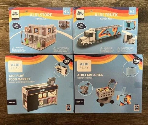 ALDI PLAY KIDS BUILDING BLOCKS FOOD MARKET, CART & BAG, STORE, TRUCK NEW