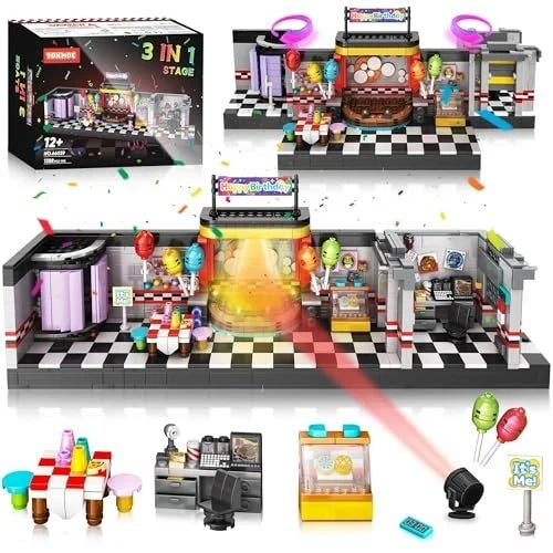 Building Blocks Toy Stage Set, 1388 Count, Horror Theme, Metal Interlocking Toy
