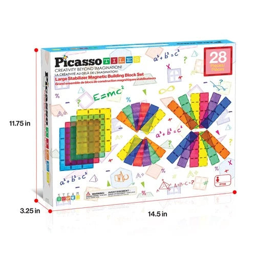 PicassoTiles PT28 Magnetic Building Block Base Plate Foundation Kit Jumbo XL