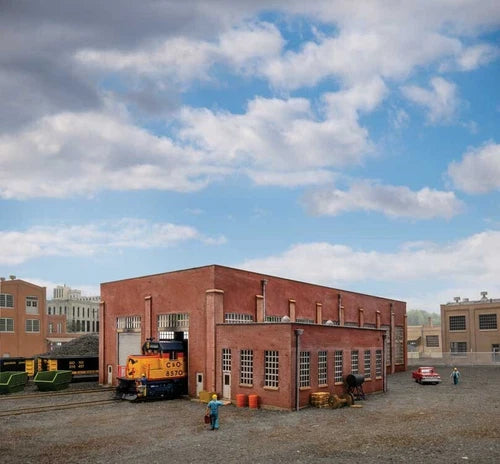 Walthers Cornerstone HO Scale 130' 2-Stall Diesel Engine House ~ Kit ~ 933-2923