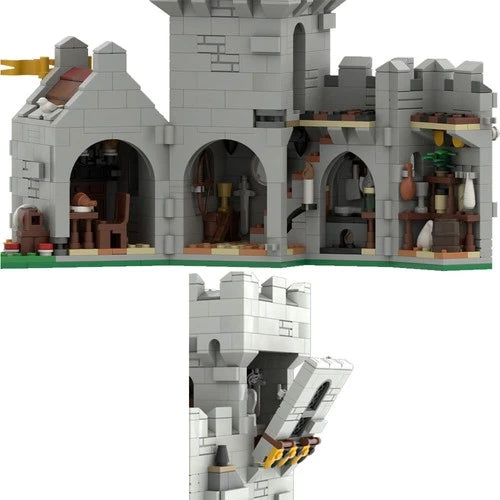 MOC-135184 Medieval Castle Tower Keep with Interior Modular Building 931 Parts