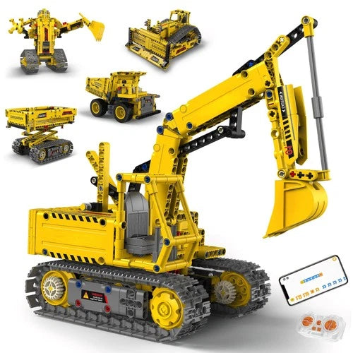 5 in 1 RC Robots for Kids, STEM Toys Kit with Remote Control Excavator, Bulld...