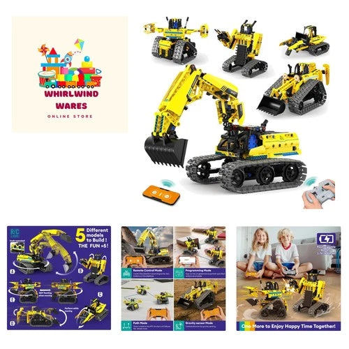 5 in 1 Building Toys STEM Robotics Kit, 430 PCS Blocks RC Robot Erector Sets,...