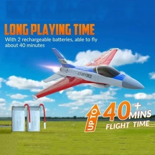 Volantex F16 Fighter 2.4G 2CH RC Airplane Remote Control Stunt Glider 2Batteries