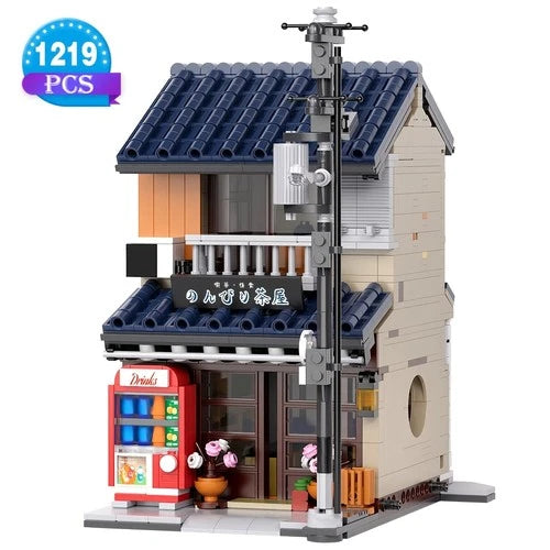 1219pcs Japanese Street Scene Convenience Store Building Block Model Set
