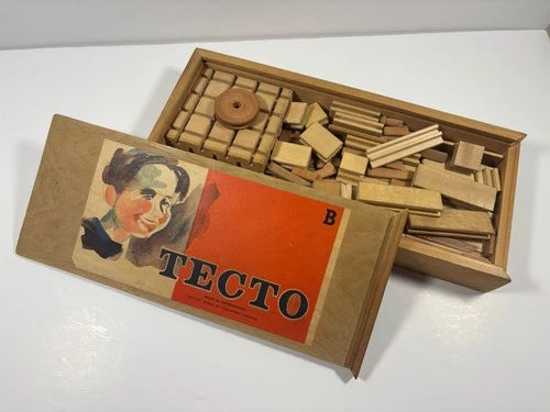 Vintage TECTO Set B Swiss Wooden Building Construction Toy MCM Wood Set 1945 EUC