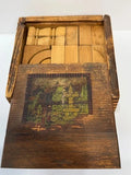 Antique Architectural German Building Blocks Slide Top Wooden Box