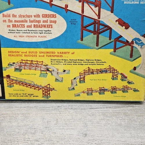 Vintage 1958 Kenner Bridge And Turnpike Building Set No 5 Toy 331pc Complete