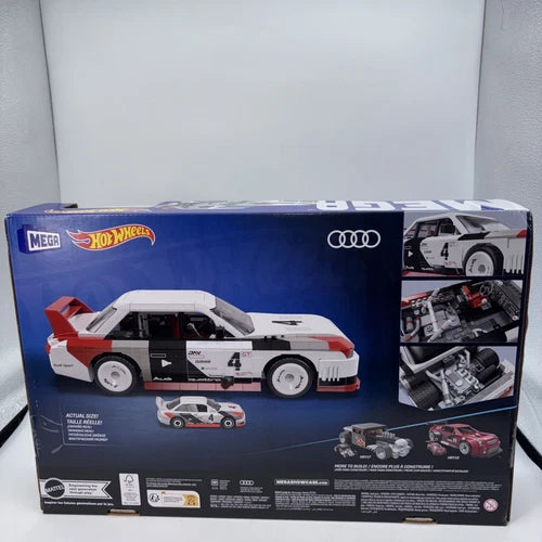 NEW MEGA Hot Wheels Audi 90 Quattro IMSA GTO Building Toy Kit 973pc Blue Box