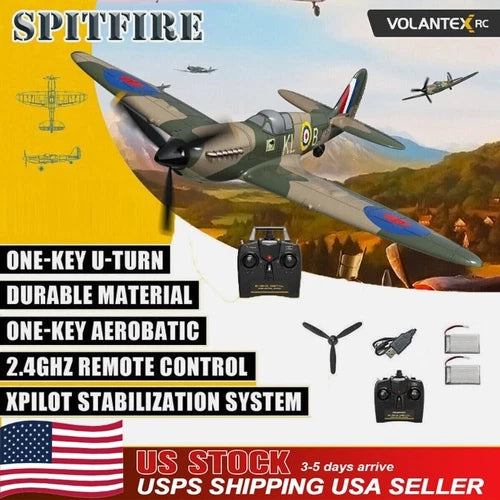 USA Spitfire WarBird 2.4GHz 4CH RC Airplane 6-Axis Gyro Foam RTF Glider Vehicles
