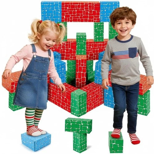 pc Jumbo Corrugated Cardboard Building Blocks 3 Sizes Stackable Kids Toy