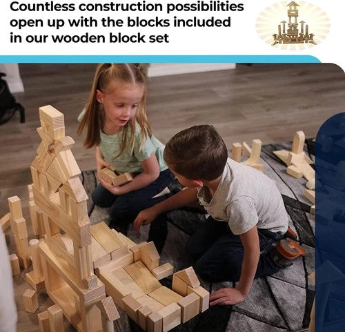 Standard Unit Building Blocks for Toddlers with Storage Tray (64 Pcs) Sanded ...