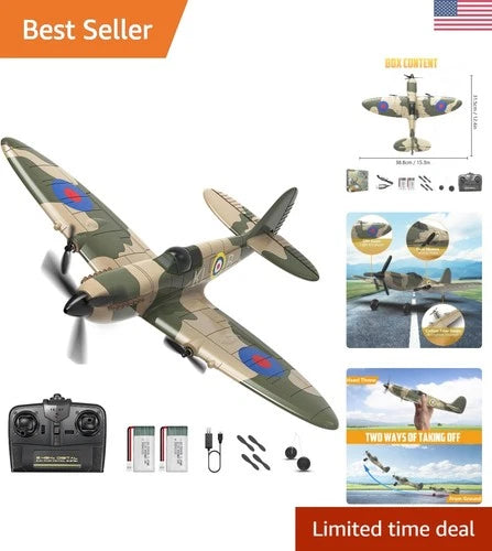 Lightweight 3CH Spitfire RC Warbird - Perfect for Kids' Flying Adventures