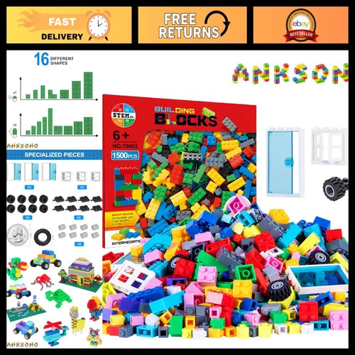 1500 Pieces Classic Building Bricks Set for Kids - Bulk Construction Blocks