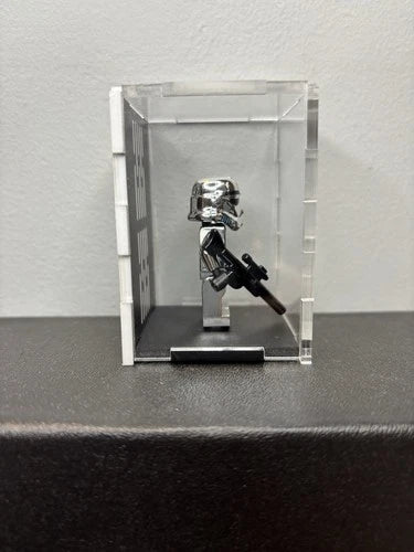 MEOW Star Wars Chrome Stormtrooper Minifigure Limited Edition W/ Acrylic Display