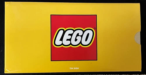 LEGO VIP PROMO 5007159 YELLOW W/ RED LOGO TIN LICENCE PLATE SIGN IN SLEEVE