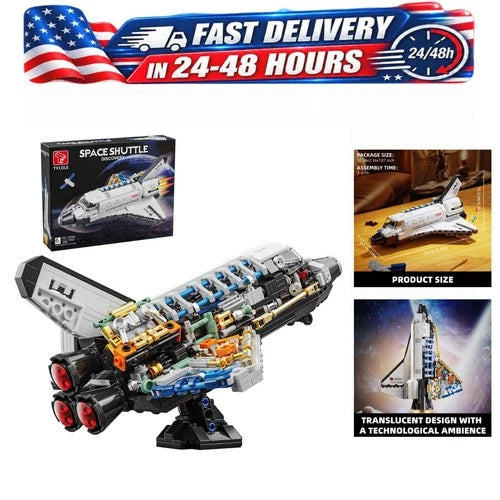 TYCOLE Space Shuttle Building Block Set 536 PCS Translucent Spaceship Model Kit